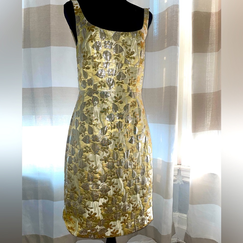J Crew Collection Gold and Silver Metallic cocktail dress
